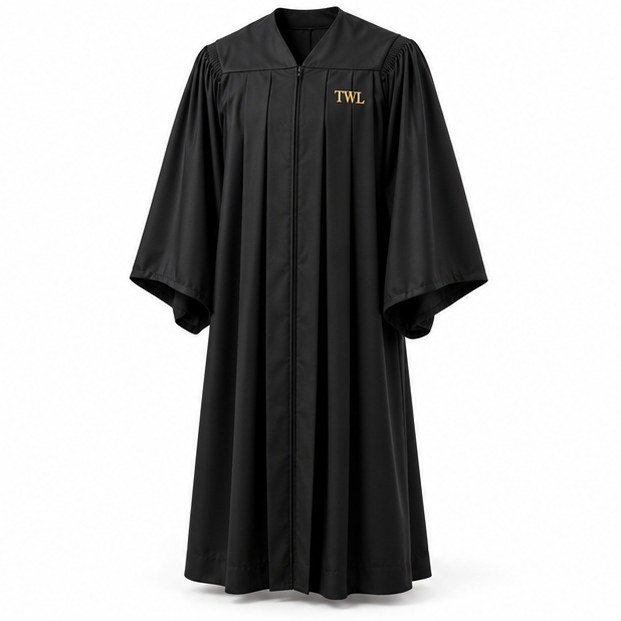 Graduation gown with TWL embroidery